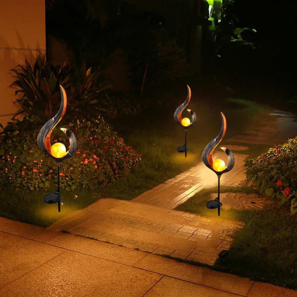 Hjemix | IgnisLuxe LED Hagebelysning med Kunstig Flammeutseende | Solcelledrevet | Stemningsfull Utendørsbelysning | Dekor for Hage og Terrasse