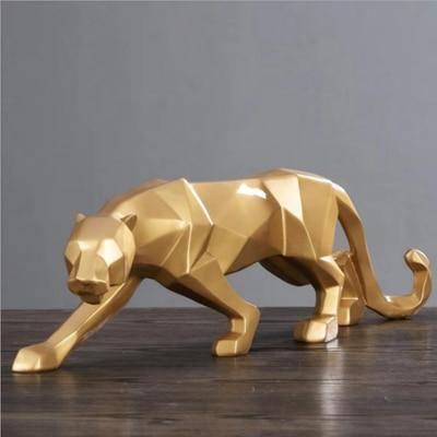 Hjemix | PantheraGeo Geometrisk Skulptur | Moderne Panterfigur | Elegant Dekorasjon for Hjem & Kontor