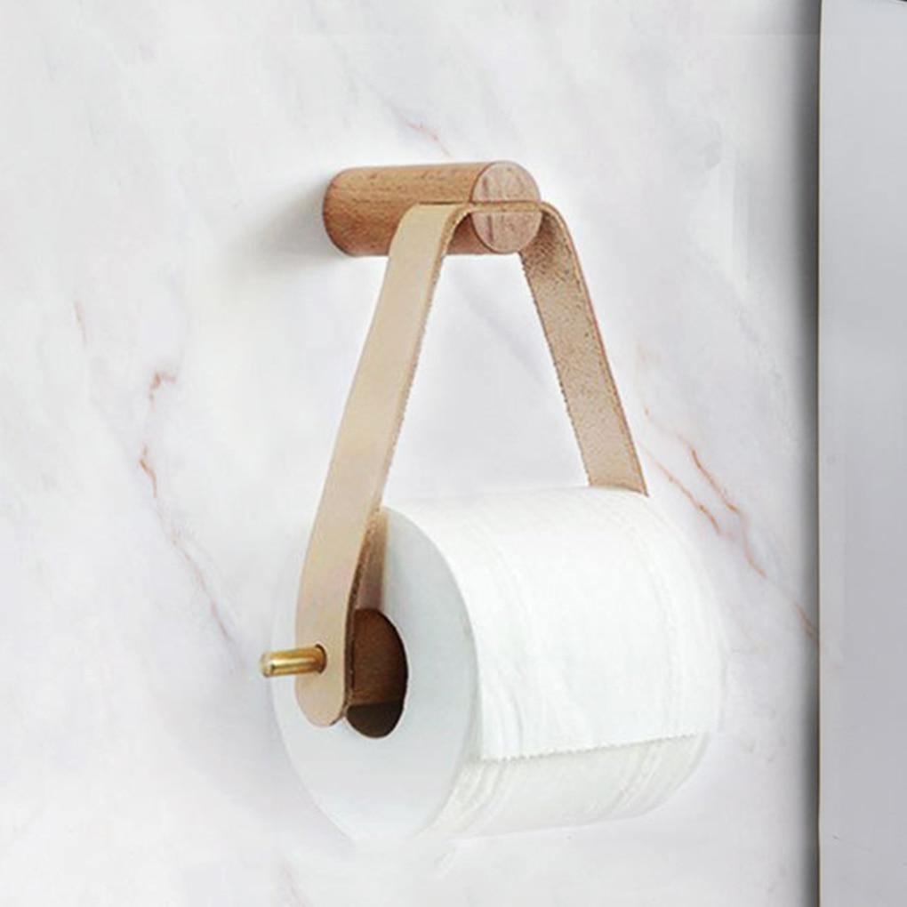 Hjemix | Høy-kvalitets Toalettpapirholder | Eik & Fusk Lær | Minimalistisk Bad Design