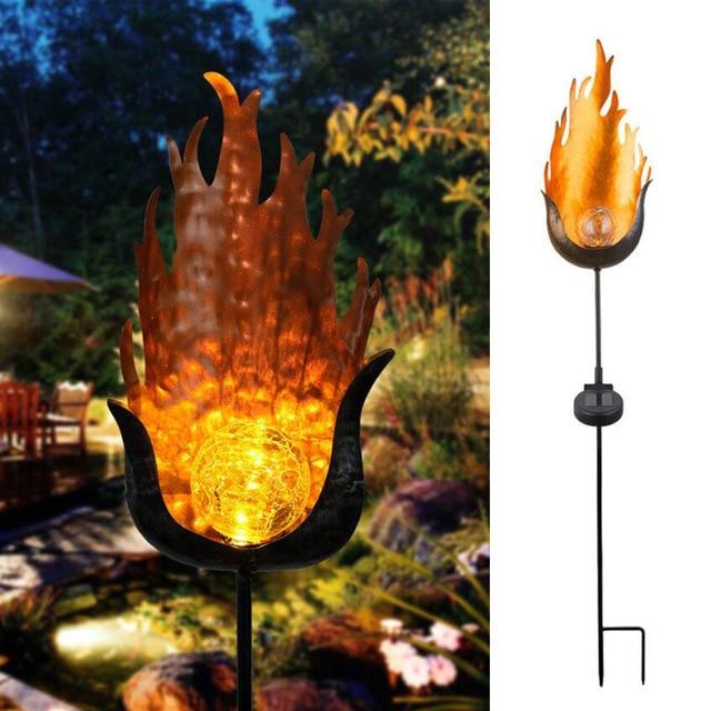 Hjemix | IgnisLuxe LED Hagebelysning med Kunstig Flammeutseende | Solcelledrevet | Stemningsfull Utendørsbelysning | Dekor for Hage og Terrasse