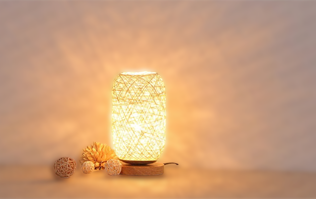 Hjemix | Bordlampe laget av rotangtre