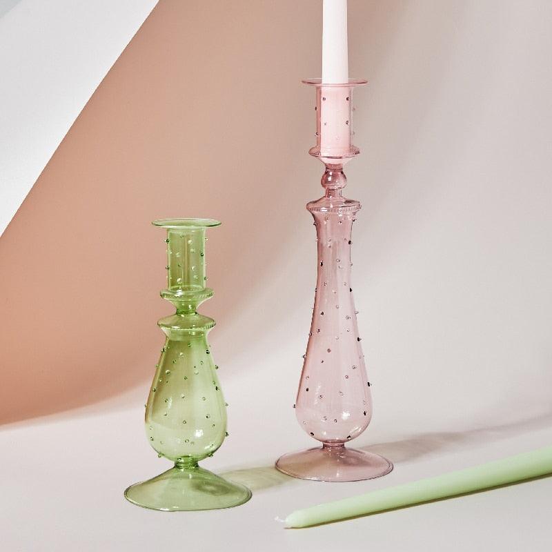 Hjemix | GlowCharm Pastel Glass Candle Holder | decorative candle holders | elegant table decor