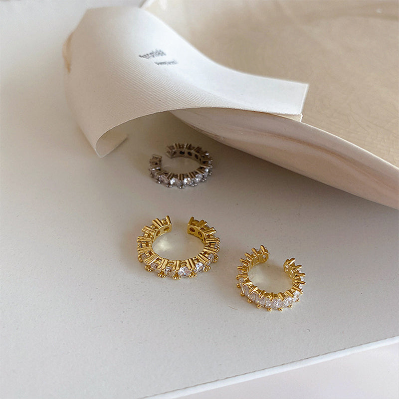 Hjemix | Gull Sølv Farge Full CZ Krystall Øreklips Øredobber