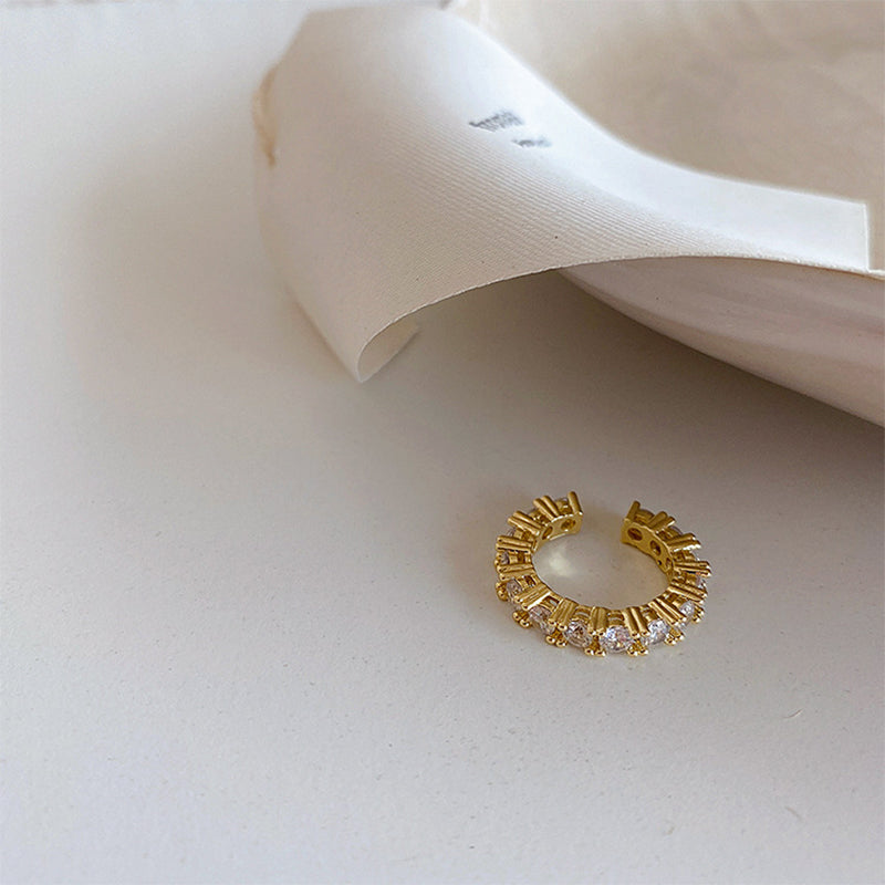 Hjemix | Gull Sølv Farge Full CZ Krystall Øreklips Øredobber