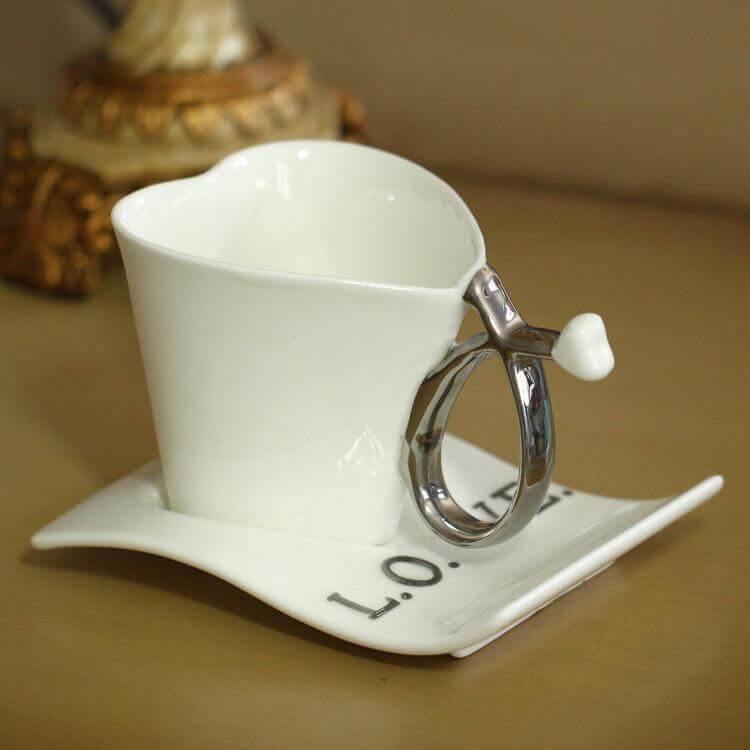 Hjemix | Hjerteformet søt keramisk kaffekopp