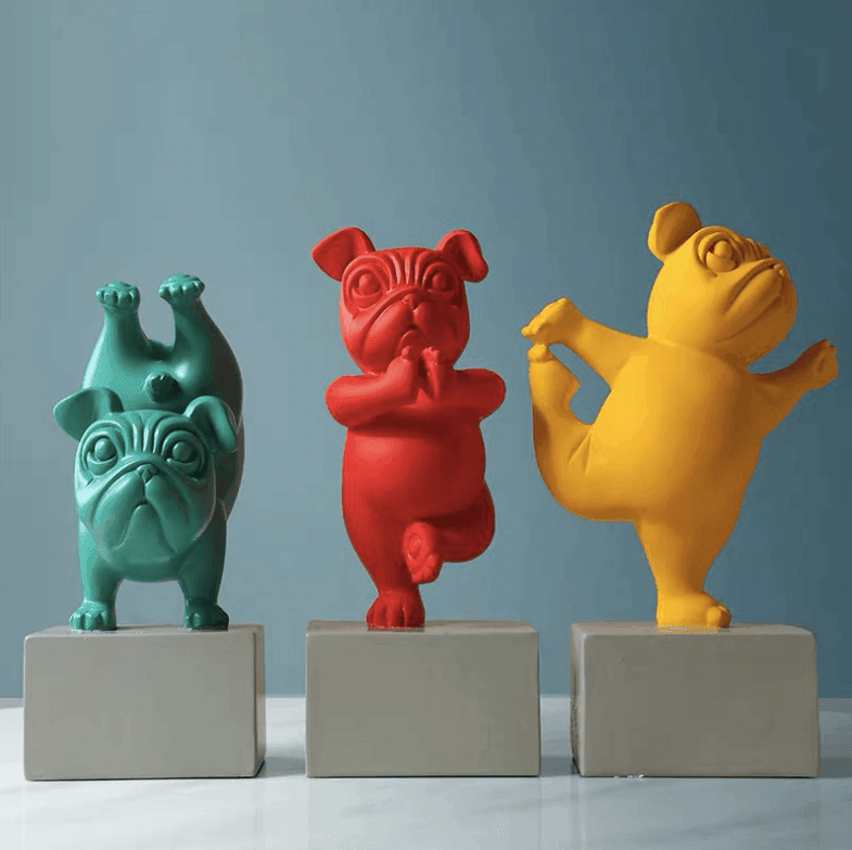 Hjemix | Harpiks Abstrakt Yoga Bulldog Figurine