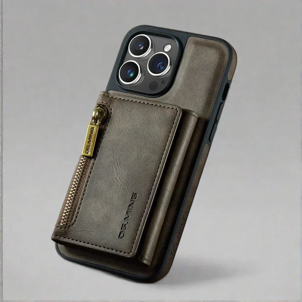 Hjemix | RFID iPhone Lommebok Deksel | Avtakbar Magnetisk Lærbilfeste Støtsikker Deksel