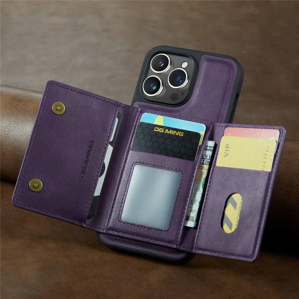 Hjemix | RFID iPhone Lommebok Deksel | Avtakbar Magnetisk Lærbilfeste Støtsikker Deksel