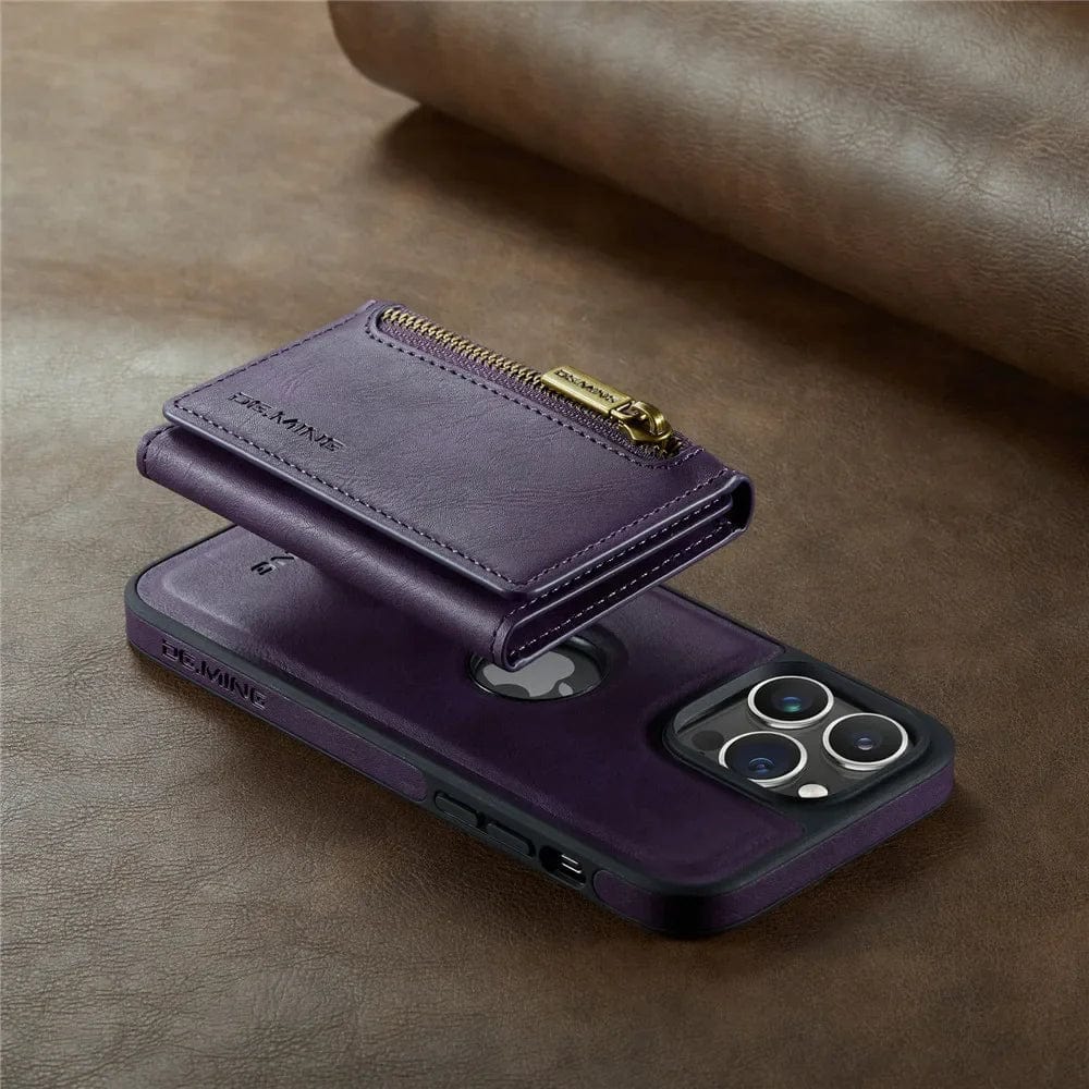 Hjemix | RFID iPhone Lommebok | Avtakbar Magnetisk Lær Bilmontering Støtsikkert Etui