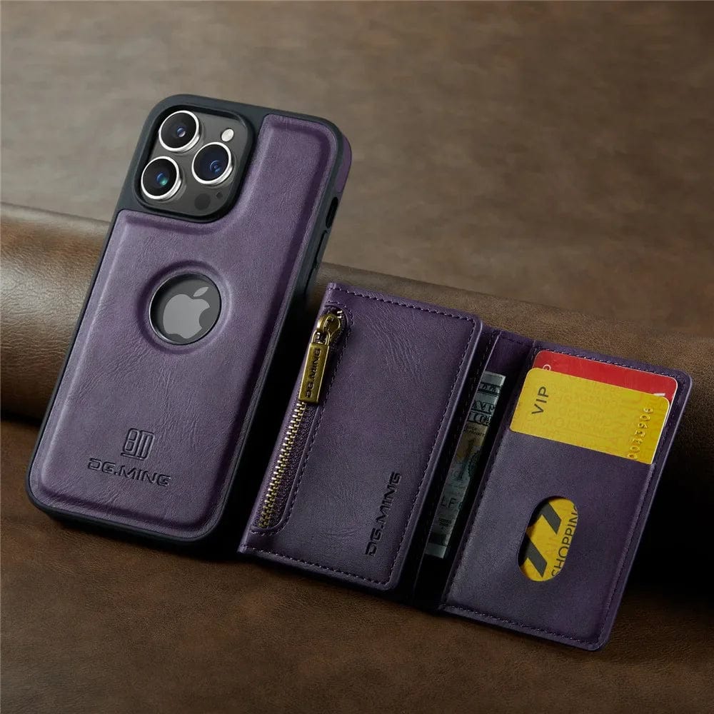 Hjemix | RFID iPhone Lommebok | Avtakbar Magnetisk Lær Bilmontering Støtsikkert Etui