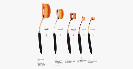 Hjemix | Oval Sminkebørstesett i Rose Gold – En Børste for Hvert Behov