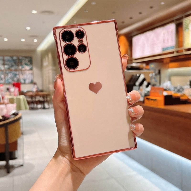 Hjemix | Samsung telefondeksler | Luksuriøs, støtbestandig, platert firkantet etui