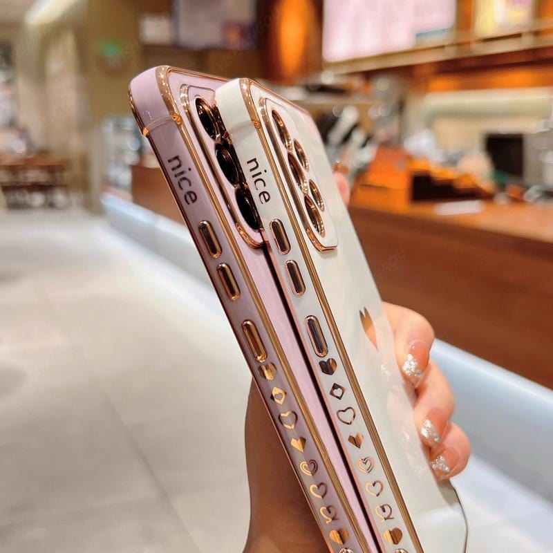 Hjemix | Samsung telefondeksler | Luksuriøs, støtbestandig, platert firkantet etui