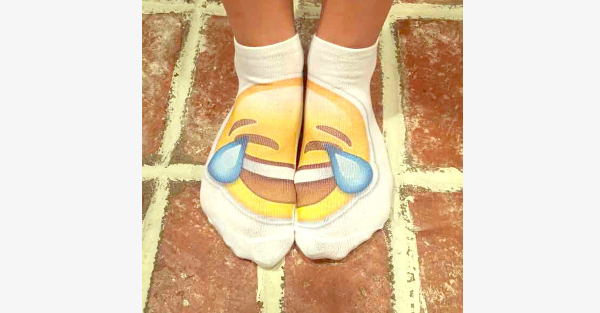 Hjemix | 3D smilende emoji mote ensidig trykk bomull sokker