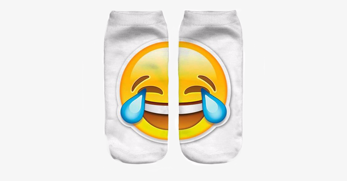 Hjemix | 3D smilende emoji mote ensidig trykk bomull sokker