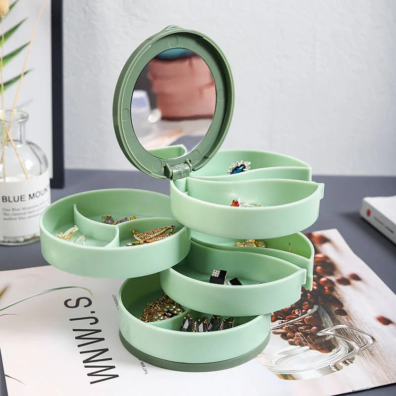 Hjemix | Perfekt Gave-4 Lag Roterbar Smykkeoppbevaringsboks