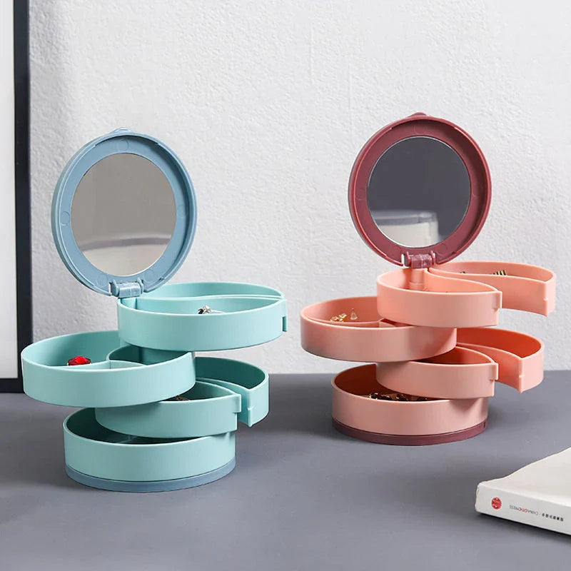 Hjemix | Perfekt Gave-4 Lag Roterbar Smykkeoppbevaringsboks