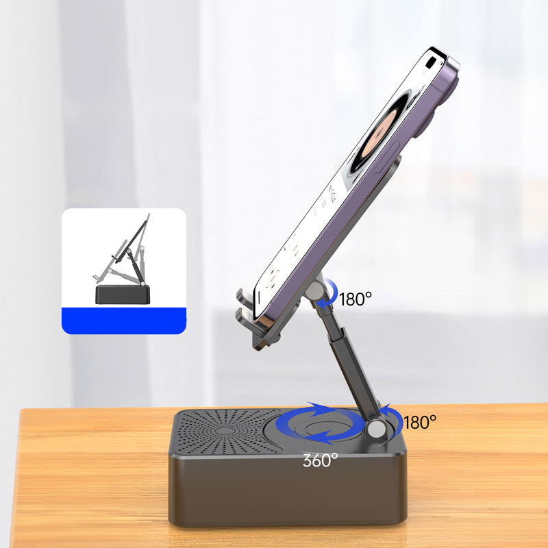 Hjemix | 3 i 1 - trådløs Bluetooth-høyttaler, ladestasjon, telefonstativ