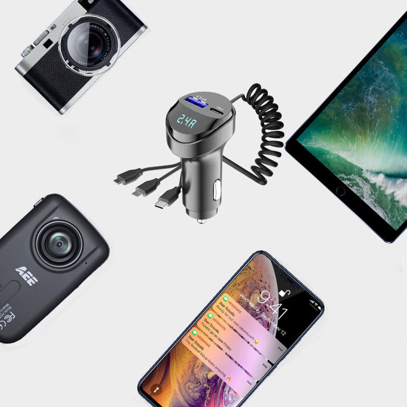 Hjemix | Hurtiglading biladapter med 3-i-1 ladekabel
