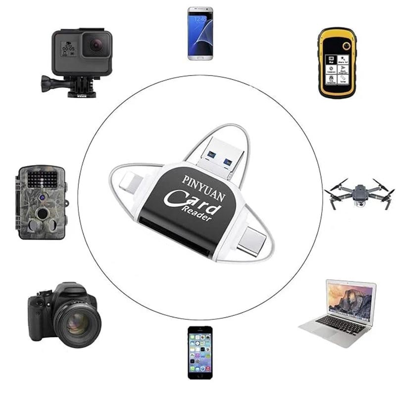 Hjemix | 📲4-i-1 multifunksjonell kortleser med flere porter