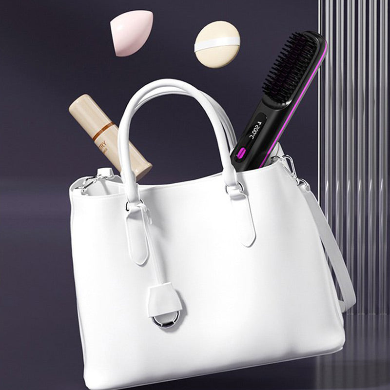 Hjemix | Trådløs keramisk oppvarming hår rettet kam