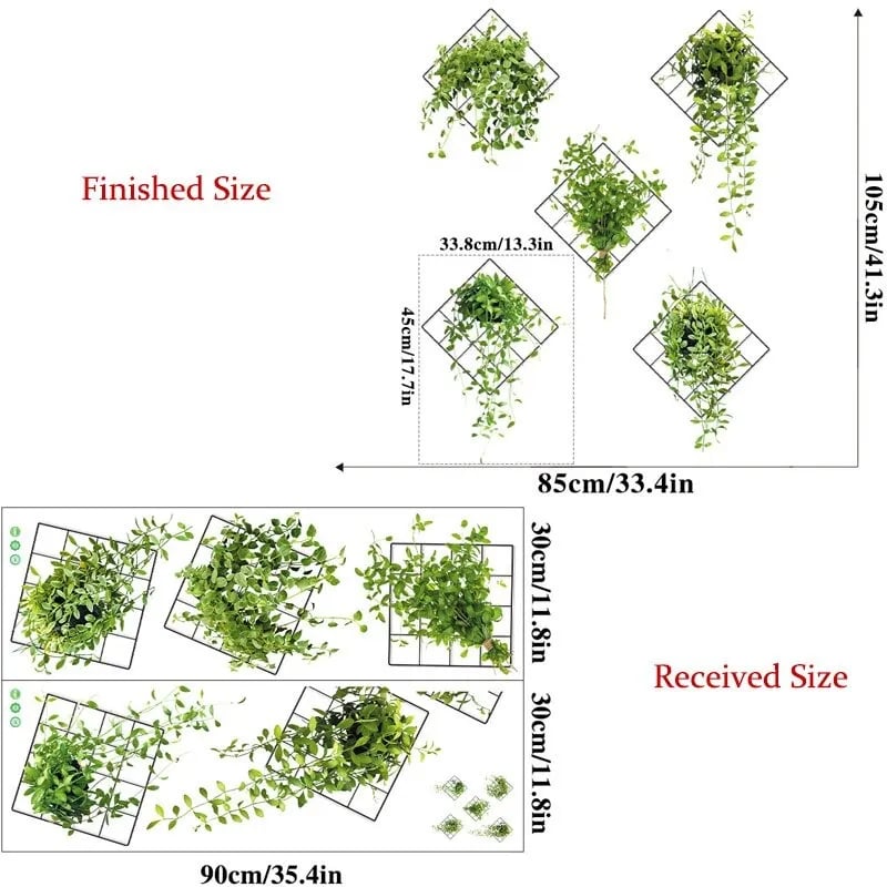 Hjemix | 🌵3D-veggklistremerke med grønn plante