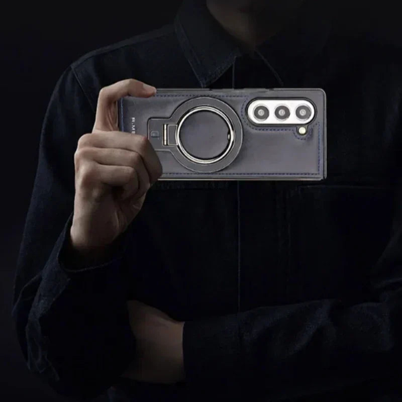 Hjemix | Premium PU lær magnetisk deksel med stativ for Samsung Fold 3/4/5/6