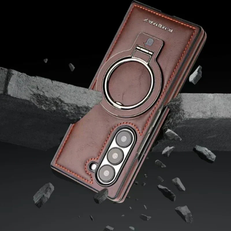 Hjemix | Premium PU lær magnetisk deksel med stativ for Samsung Fold 3/4/5/6