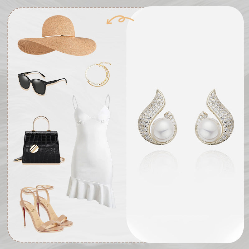 Hjemix | Elegante øredobber med perleimitasjon og rhinestone