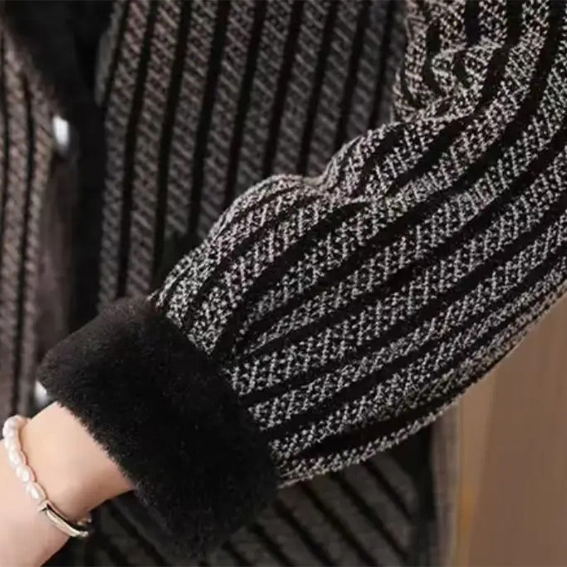 Hjemix | ❄️Vintertilbud❄️ Dobbeltspent frakk med plysjfôr for kvinner