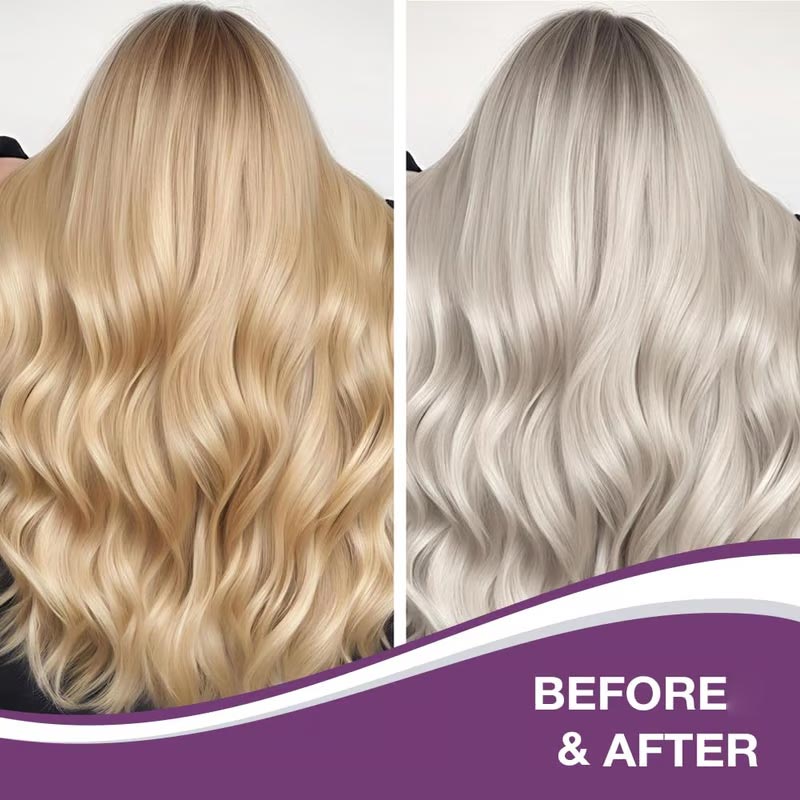Hjemix | Lilla keratinhårmaske - låser farge og nøytraliserer messing- og gule toner for blondt sølvgrått hår med lyse striper