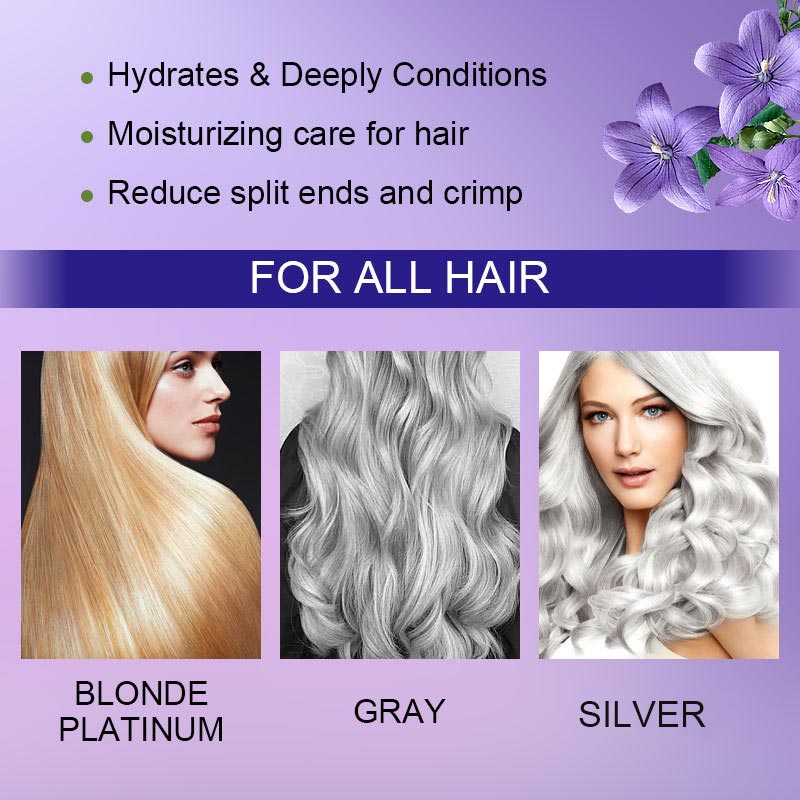 Hjemix | Lilla keratinhårmaske - låser farge og nøytraliserer messing- og gule toner for blondt sølvgrått hår med lyse striper