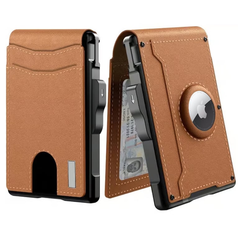 Hjemix | 🔥Pop Up aluminiumsveske Pengeklips Slim Leather Slots Kredittkortholdere RFID Blocking Bifold Minimalist Wallet