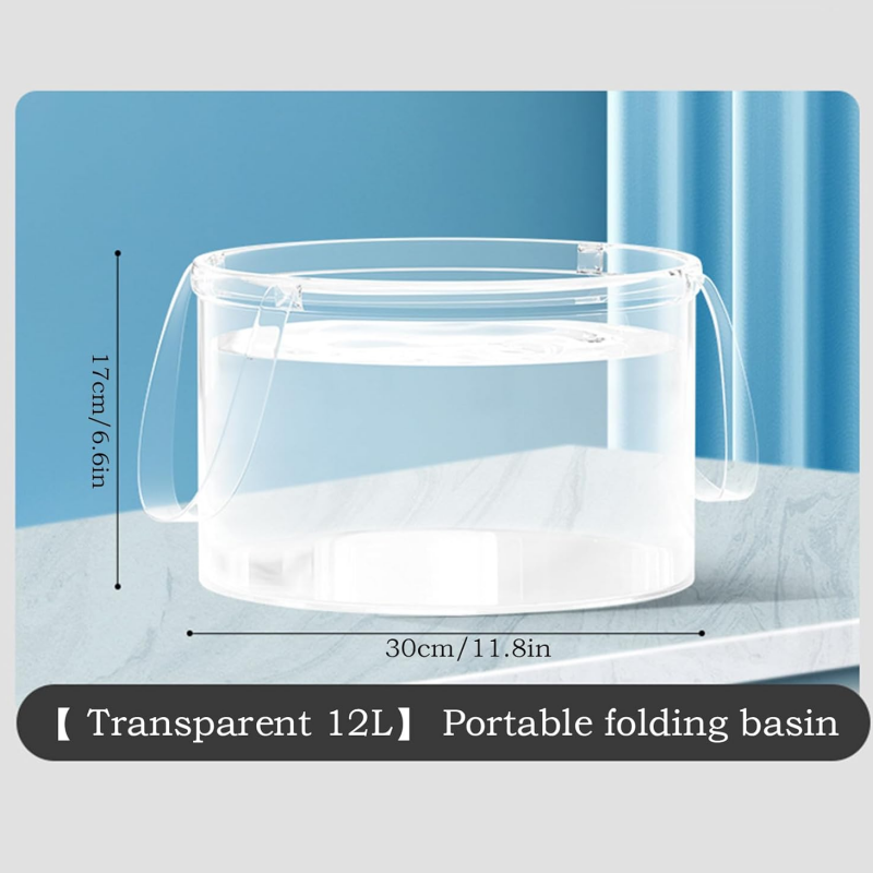 Hjemix | Utendørs gjennomsiktig sammenleggbar vaskebalje med håndtak