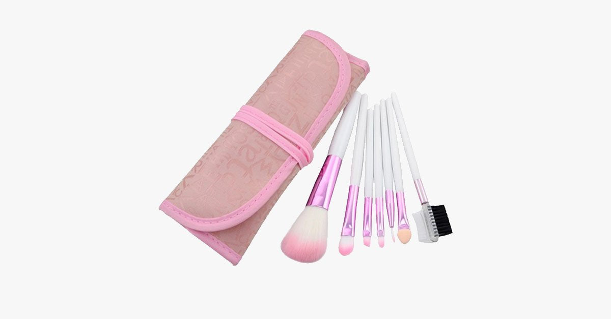 Hjemix | 7-delt rosa penselsett – sminkepensler for et feilfritt utseende