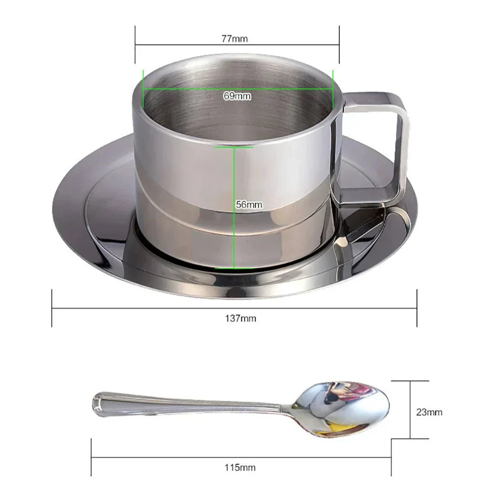 Hjemix | Tre-delt rustfritt stål kaffekrus sett