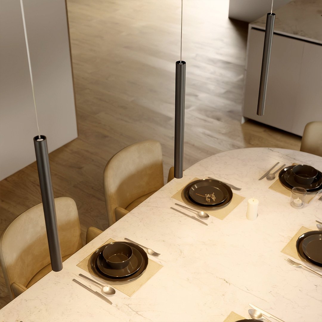 Hjemix | RayAura Minimalistisk LED Pendellampe | Moderne Design | Elegant Taklampe for Stue & Kontor