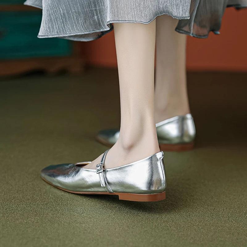 Hjemix | Fritidssko: Distinkte komfortable ballerinaer - Lær retro stil - TSS158