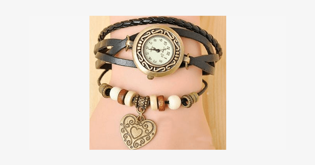 Hjemix | Hjerte Vintage Wrap Klokke