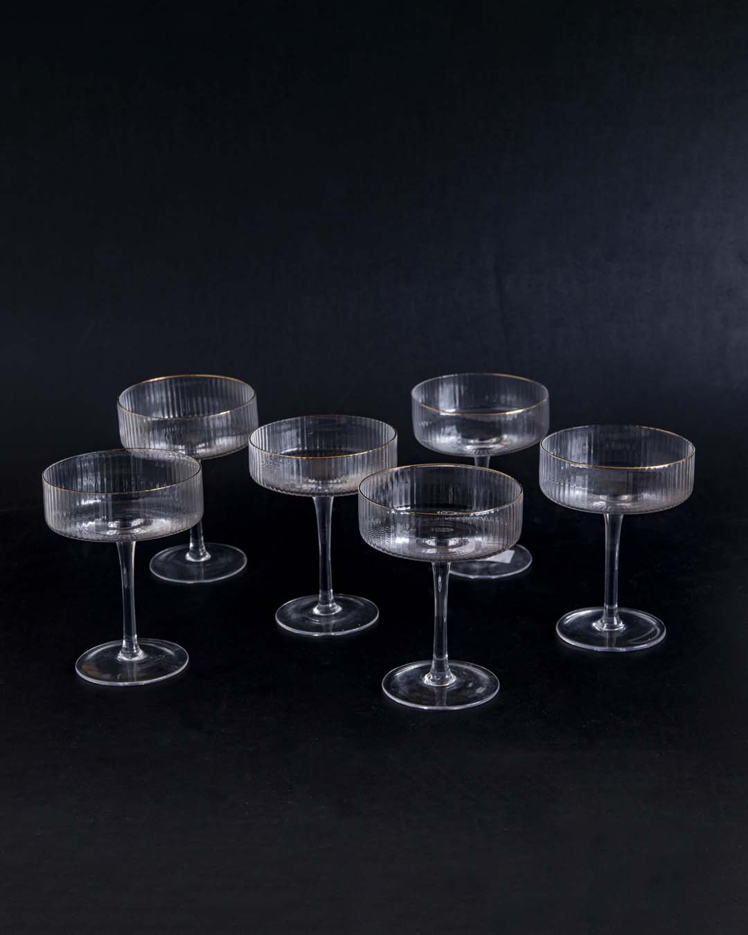 Hjemix | Ribbet Coupe Cocktail Glass - Sett med 6