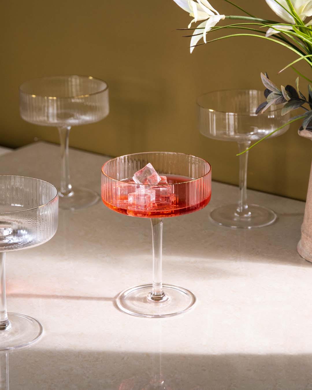 Hjemix | Ribbet Coupe Cocktail Glass - Sett med 6