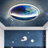 Hjemix | Modern Art Deco Planet Earth Rund Silikon Jern LED Taklampe For Stue
