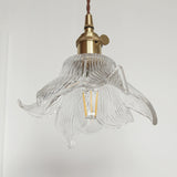 Hjemix | Moderne Kreativ Floral Messing-Glass 1-Lyskilde Pendellampe for Stuen