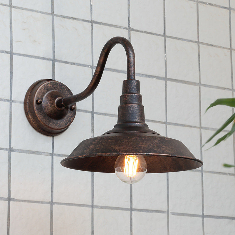 Hjemix | Noctura Klassisk Vegglampe | Vintage Design | Jernramme med Rund Glasskjerm | 1-Lys Spisestue Belysning