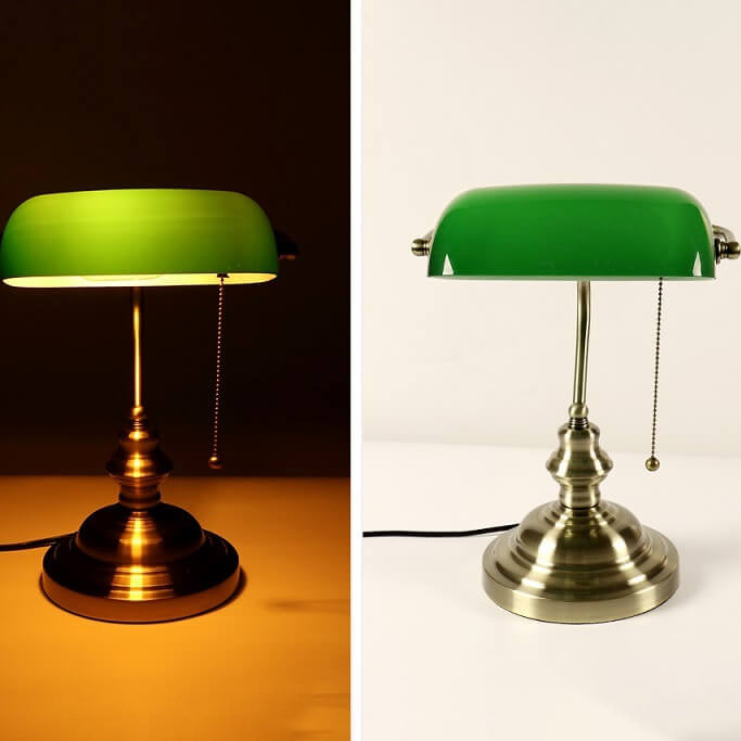 Hjemix | Retro Fargerik Glass Metallbase 1-Lys Zip Bordlampe