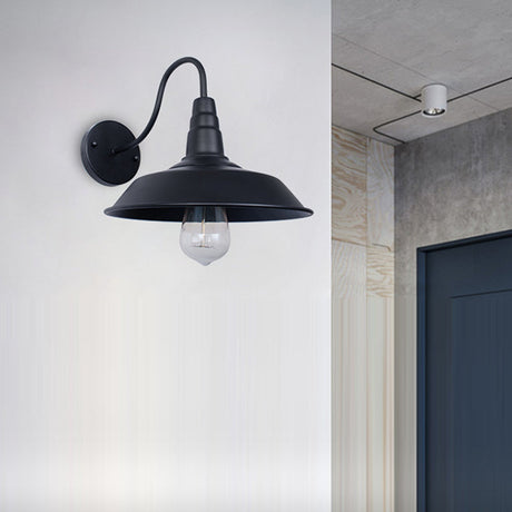 Hjemix | Noctura Klassisk Vegglampe | Vintage Design | Jernramme med Rund Glasskjerm | 1-Lys Spisestue Belysning