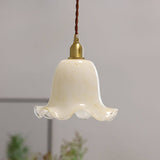 Hjemix | Vintage Kreativ Blomst Messing Glass 1-Lampe Pendellampe