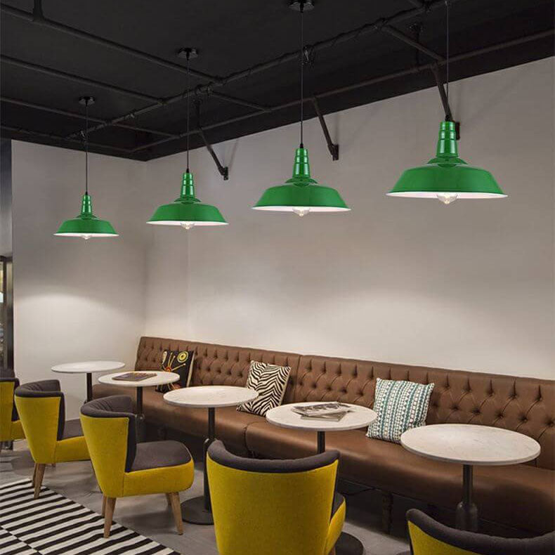 Hjemix | RetroDome Industriell Vintage Pendellampe | Grønn Jernkuppel Design | Enkelt Lys | Rustikk Takbelysning