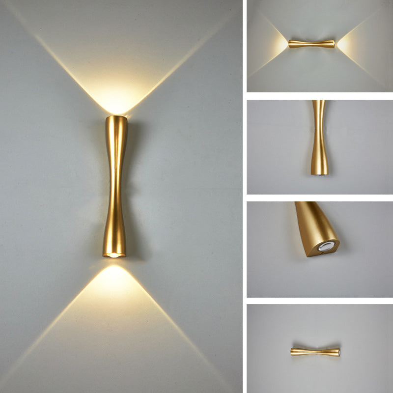 Hjemix | Moderne Enkel Lang Horn 2-Lys LED Innendørs og Utendørs Vegglampe