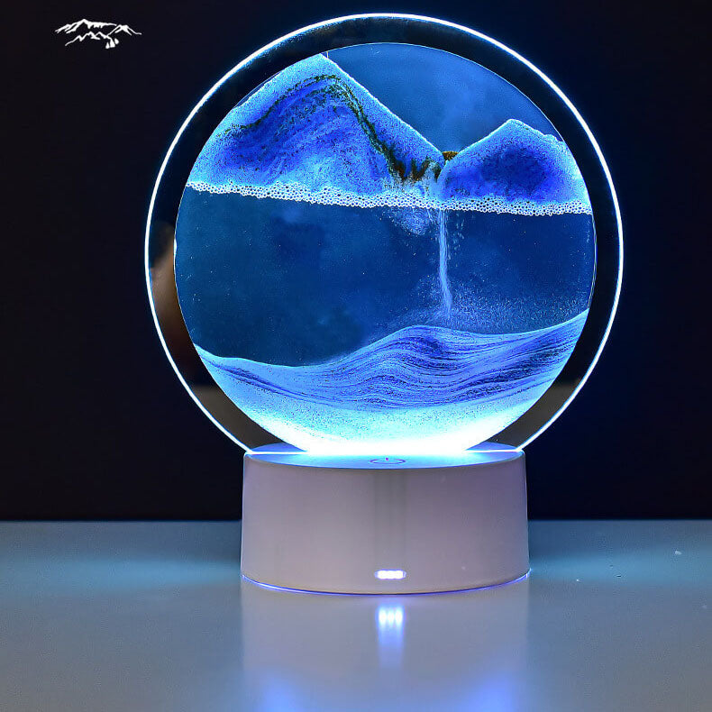 Hjemix | Kreativ Rund Timeglass Quicksand 3D LED Nattlampe Bordlampe